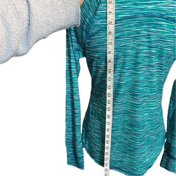 EXERTEK ATHLETIC HALF ZIP STRIPED/HEATHERED PULLOVER WITH THUMB HOLE - Picture 5 of 7